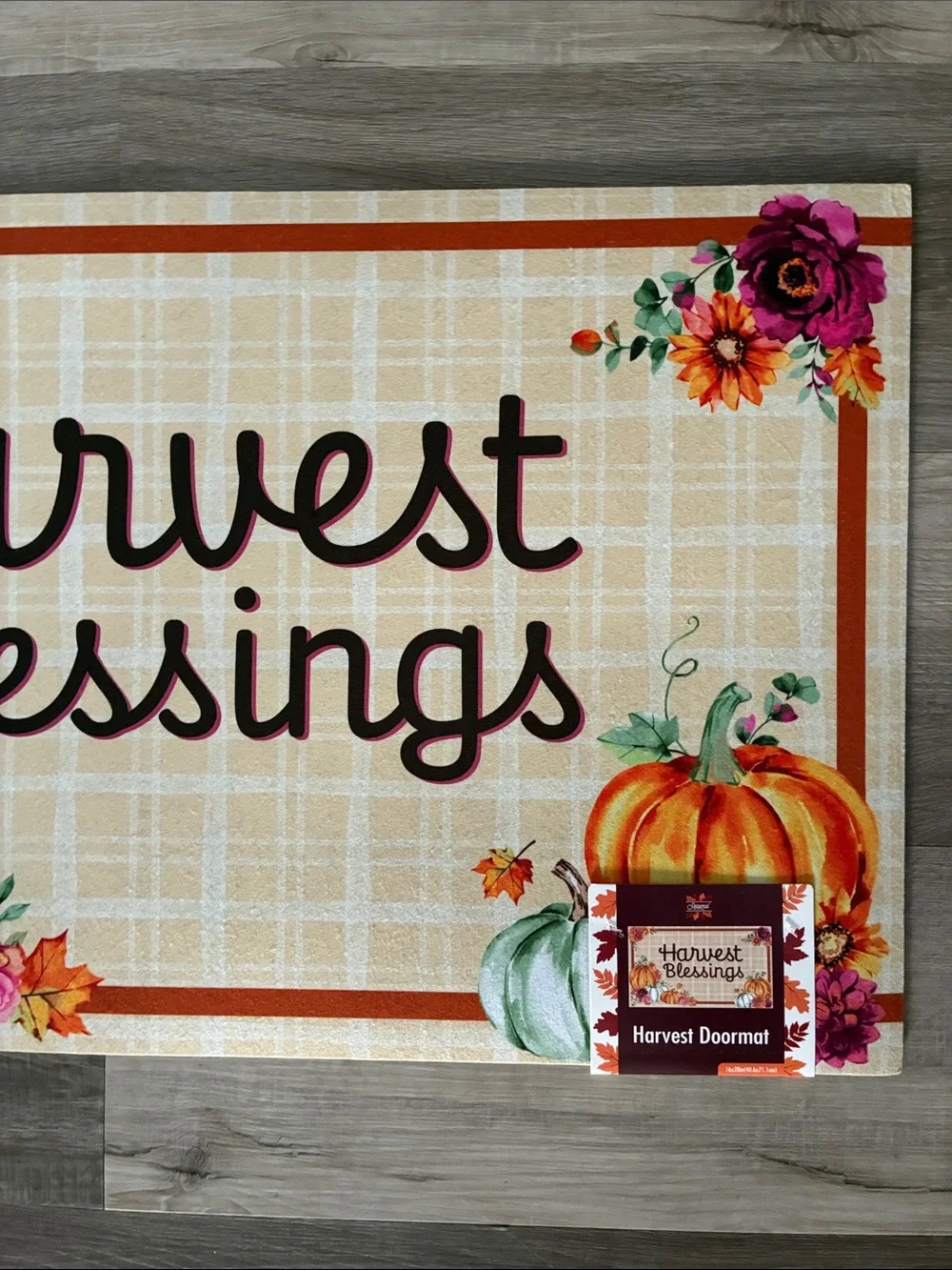 NWT- Harvest Blessings- Fall Doormat with Anti Skid Rubber Back 16x28